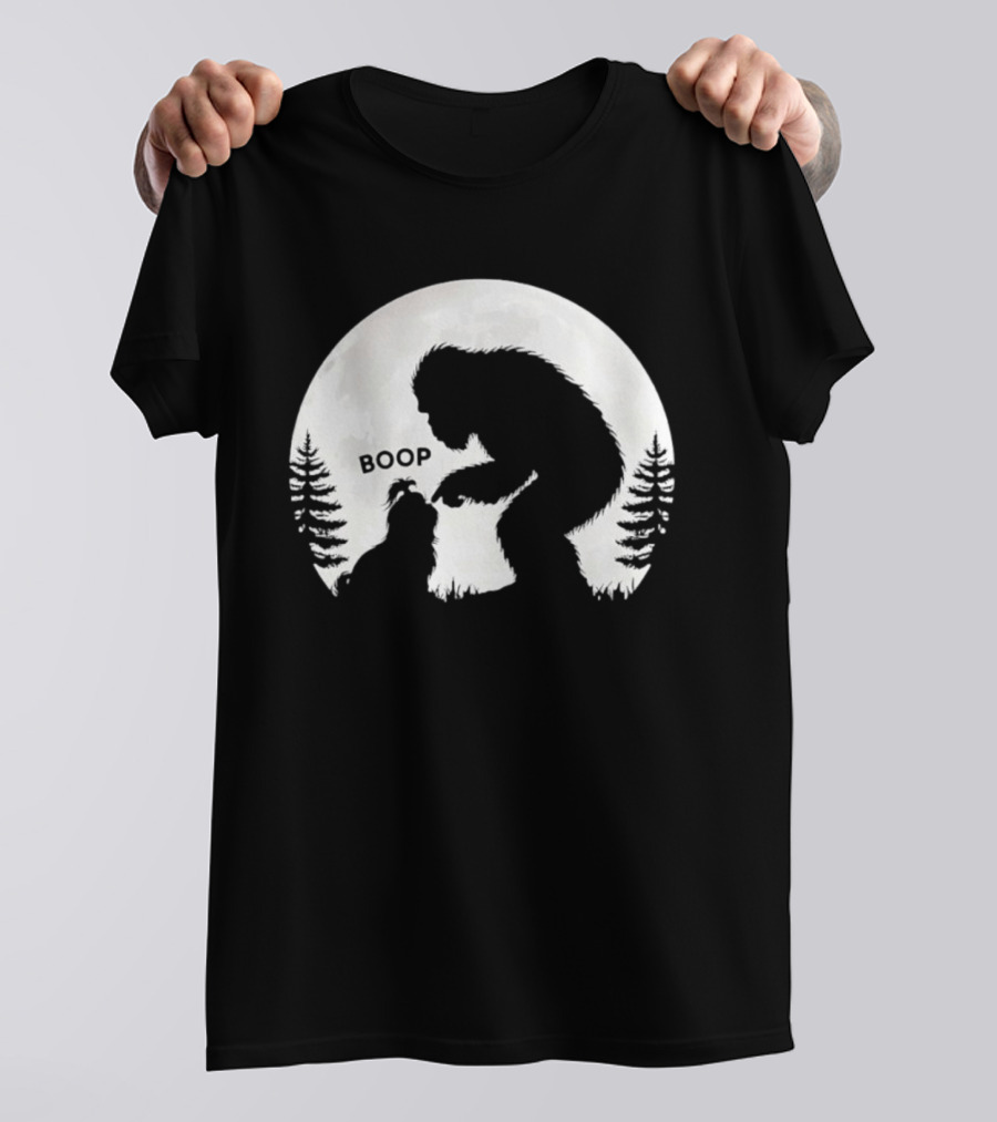 Bigfoot Boop Shih Tzu Moon Silhouette Forest Scene T-Shirt