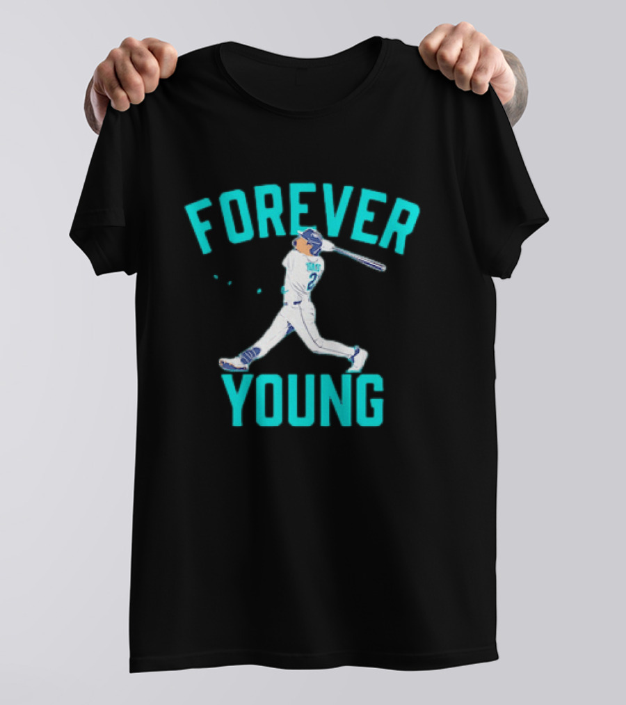 Forever Young Seattle Mariners Cole Young Swinging Baseball T-Shirt