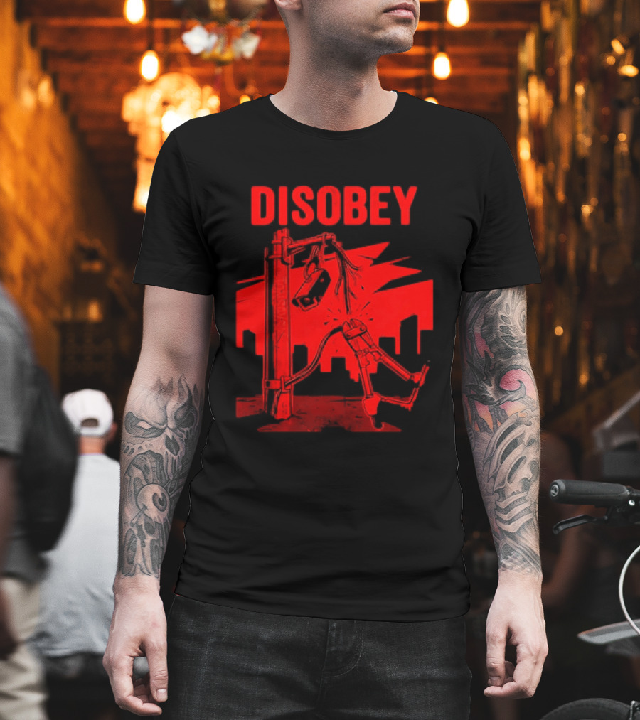 DISOBEY Surveillance Camera Wire Cutting Protest Stencil T-Shirt