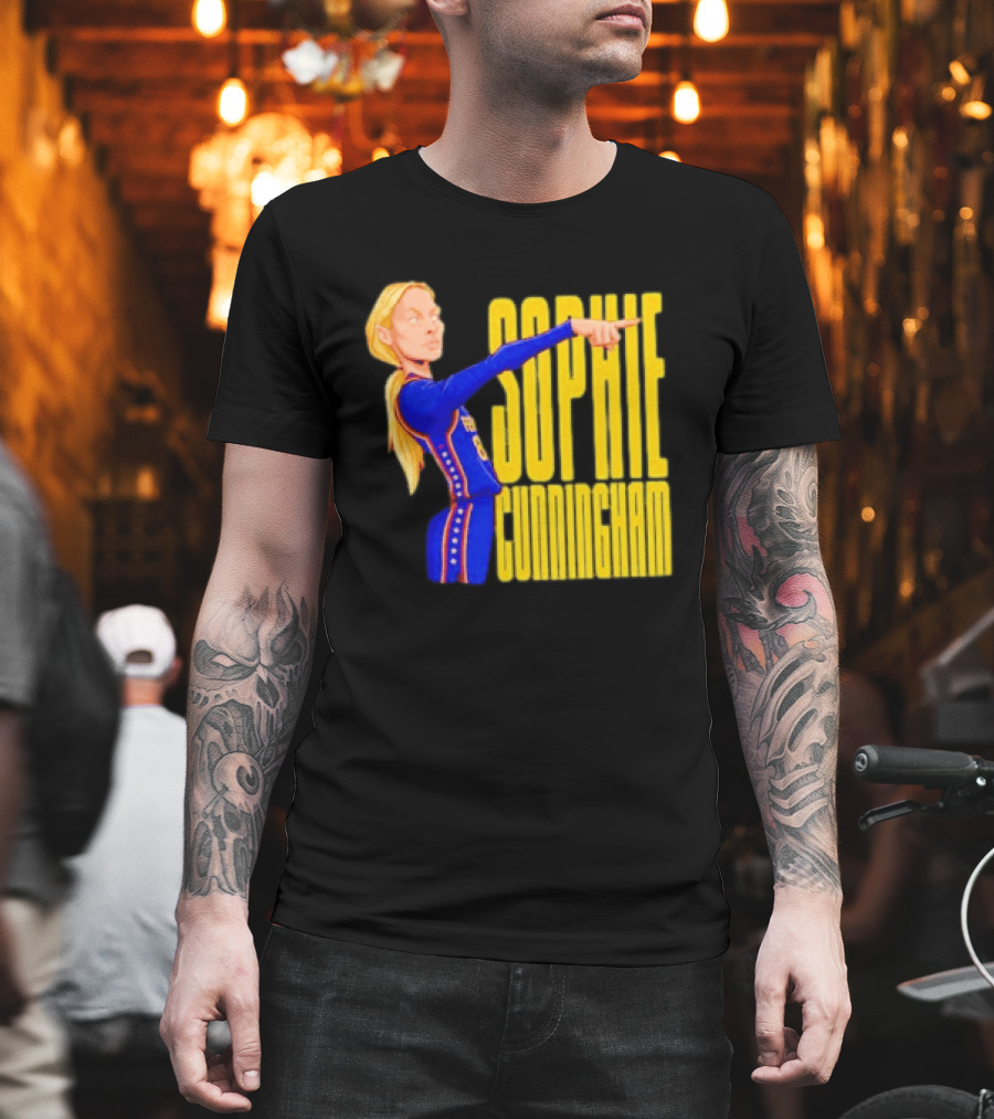 Sophie Cunningham Cartoon Indiana Fever Pointing T-Shirt
