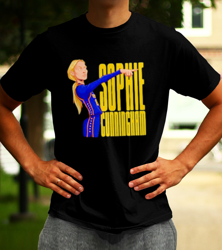 Sophie Cunningham Cartoon Indiana Fever Pointing T-Shirt