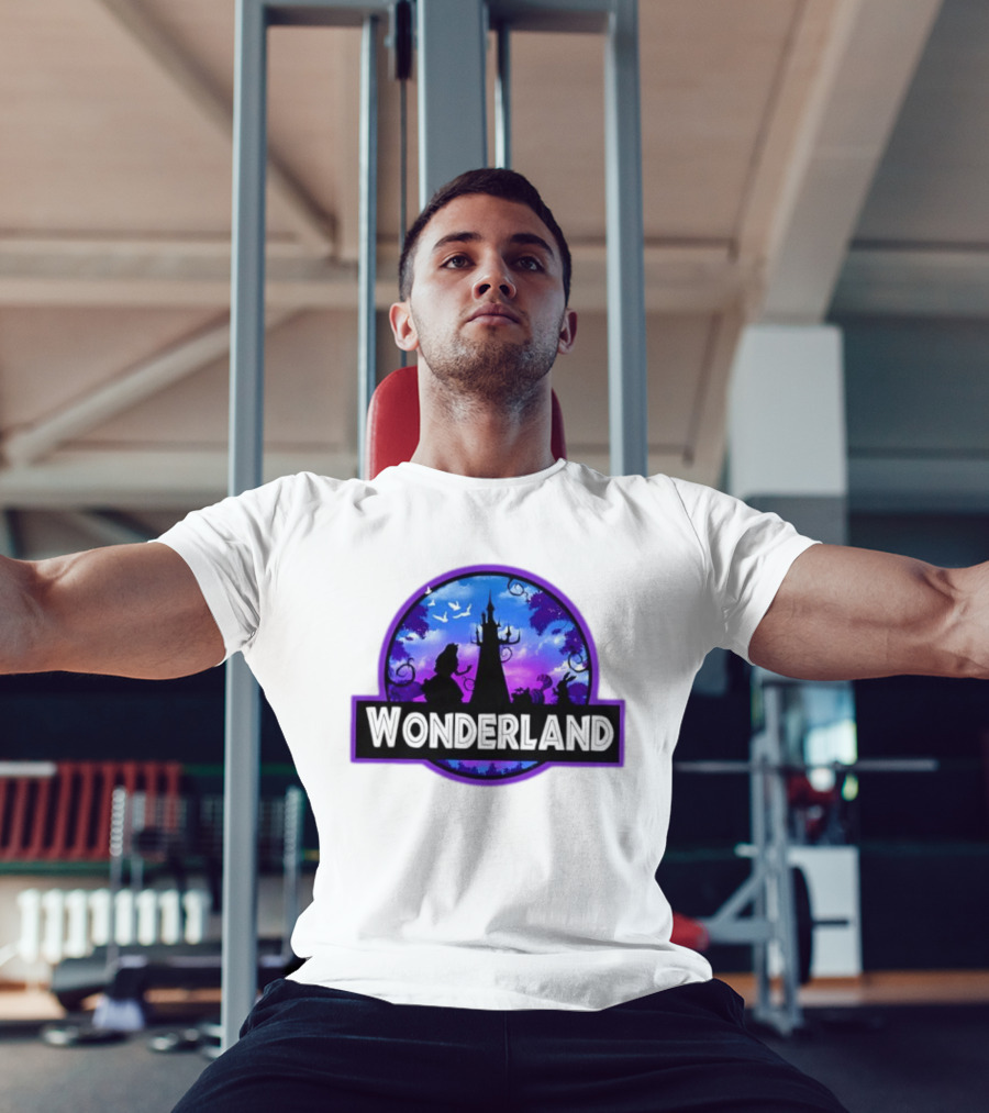 Alice Cheshire Cat White Rabbit Wonderland Disney Fantasy Adventure Movie T-Shirt