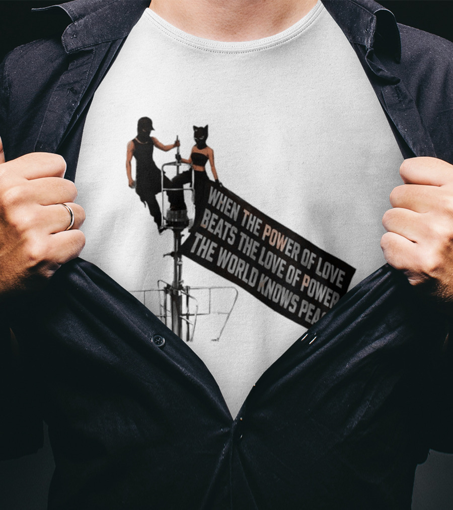 Angela Nikolau Ivan Beerkus Empire State Building Power Of Love Overpowering Love Of Power T-Shirt