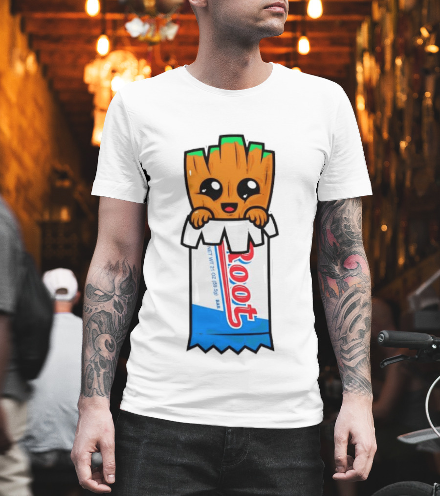 Baby Groot Guardians Of The Galaxy Root Candy Cartoon T-Shirt