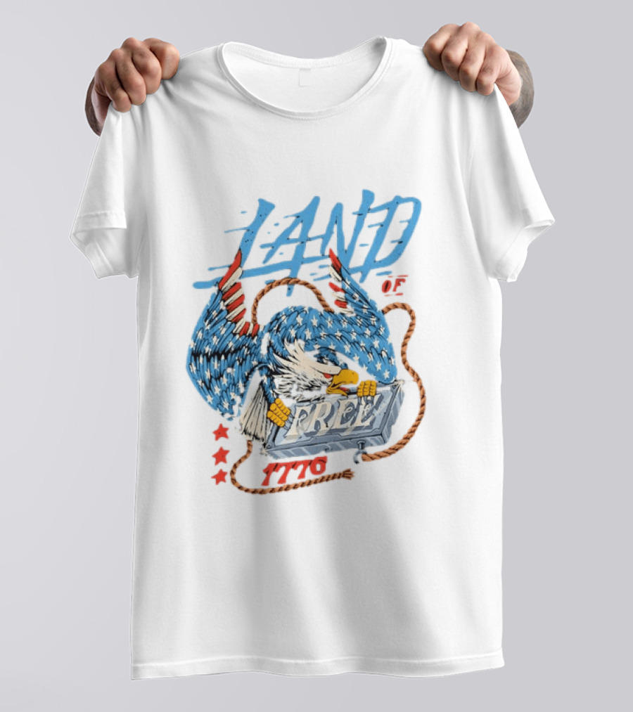 Land Of The Free 1776 Bald Eagle Patriotism T-Shirt