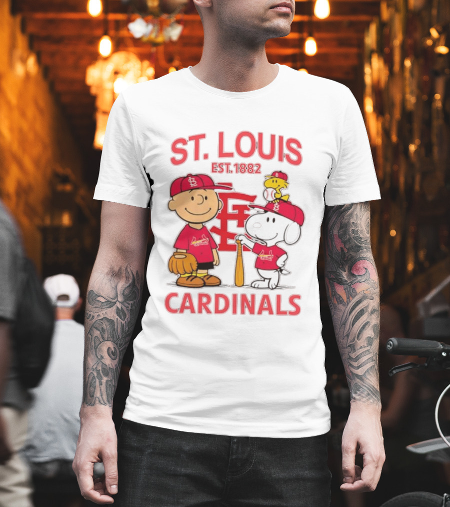 St. Louis Cardinals Est 1882 Charlie Brown Snoopy Woodstock MLB T-Shirt