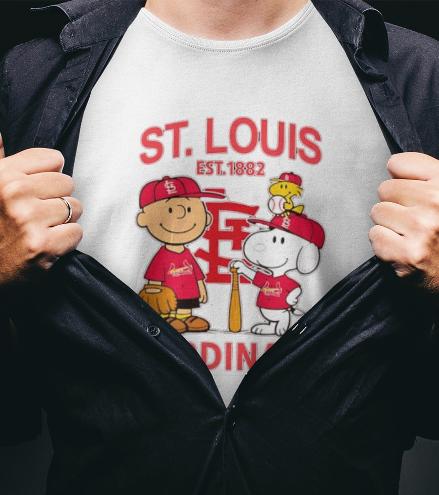 St. Louis Cardinals Est 1882 Charlie Brown Snoopy Woodstock MLB T-Shirt