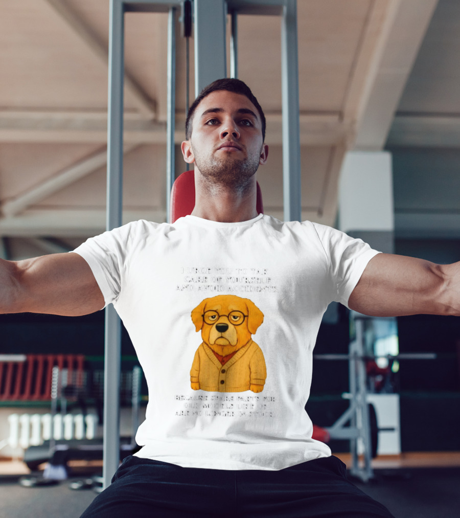 Elderly Golden Retriever Warns To Avoid Accidents Spare Parts For Old Models Not In Stock T-Shirt