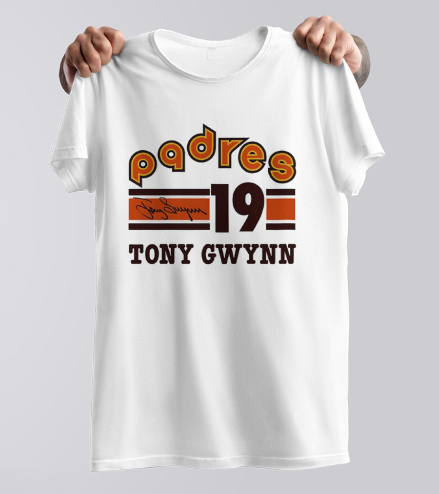 Padres 19 Tony Gwynn Signature T-Shirt