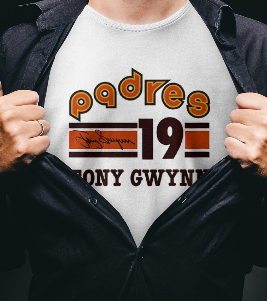 Padres 19 Tony Gwynn Signature T-Shirt