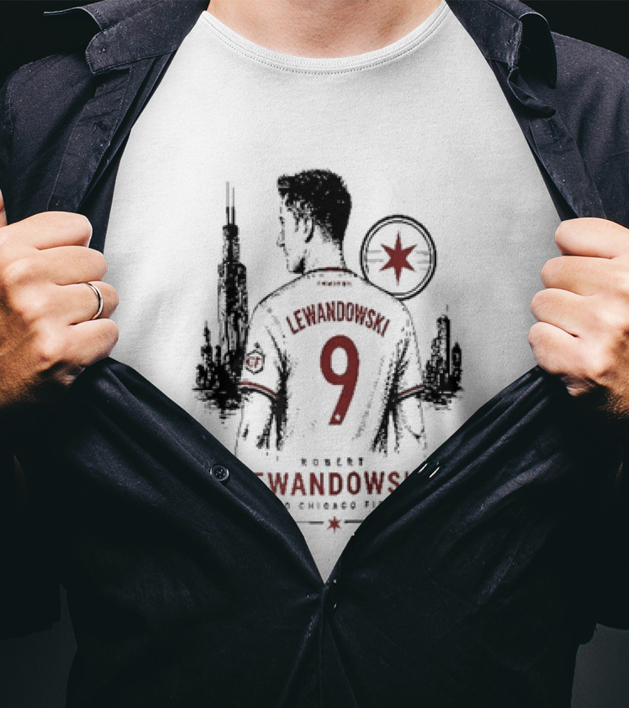 Robert Lewandowski Number 9 Chicago Fire Soccer Transfer T-Shirt