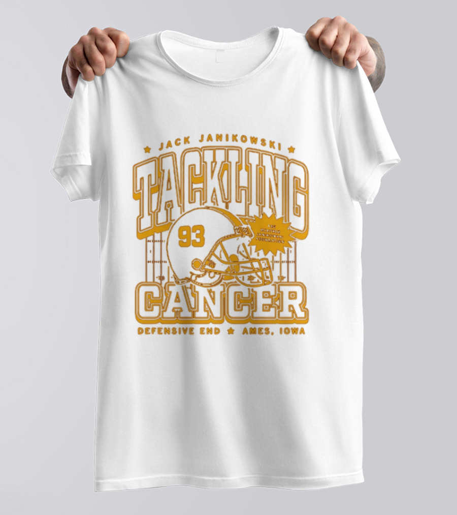 Jack Janikowski Tackling Cancer Defensive End 93 Ames Iowa Schmidt Foundation T-Shirt