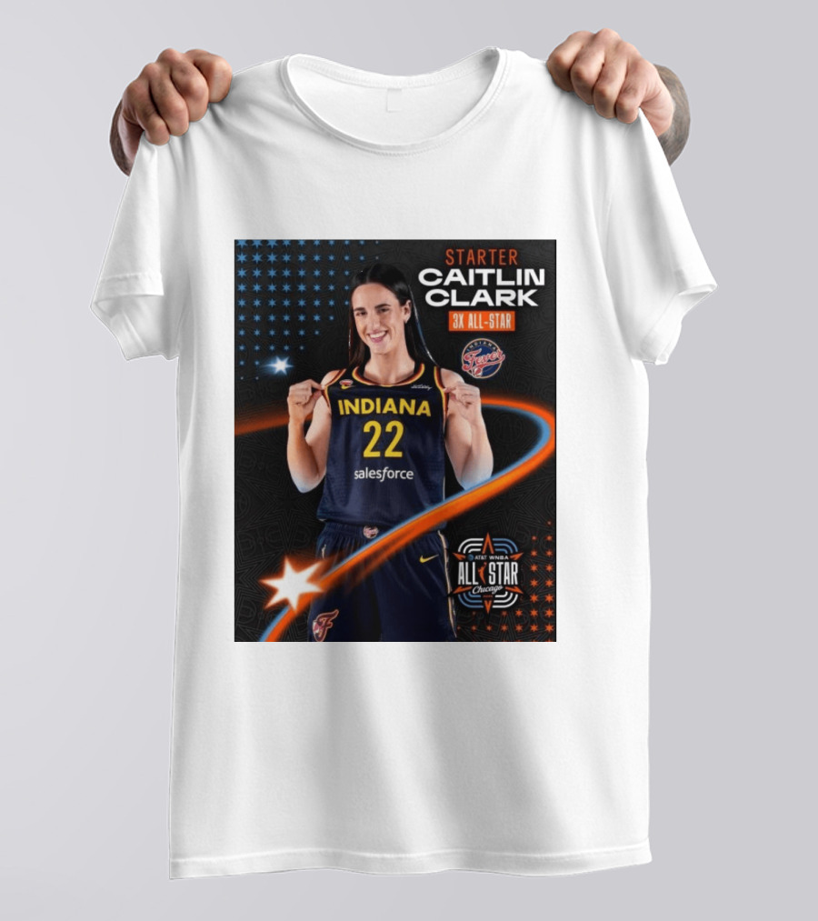 Starter Caitlin Clark Indiana 3X All Star Fever AT&T WNBA All Star Chicago T-Shirt