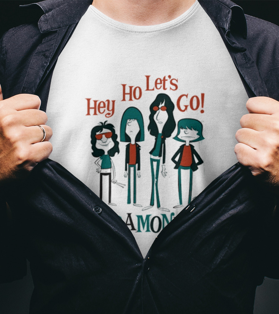 The Ramones Hey Ho Let's Go Cartoon Band Members T-Shirt