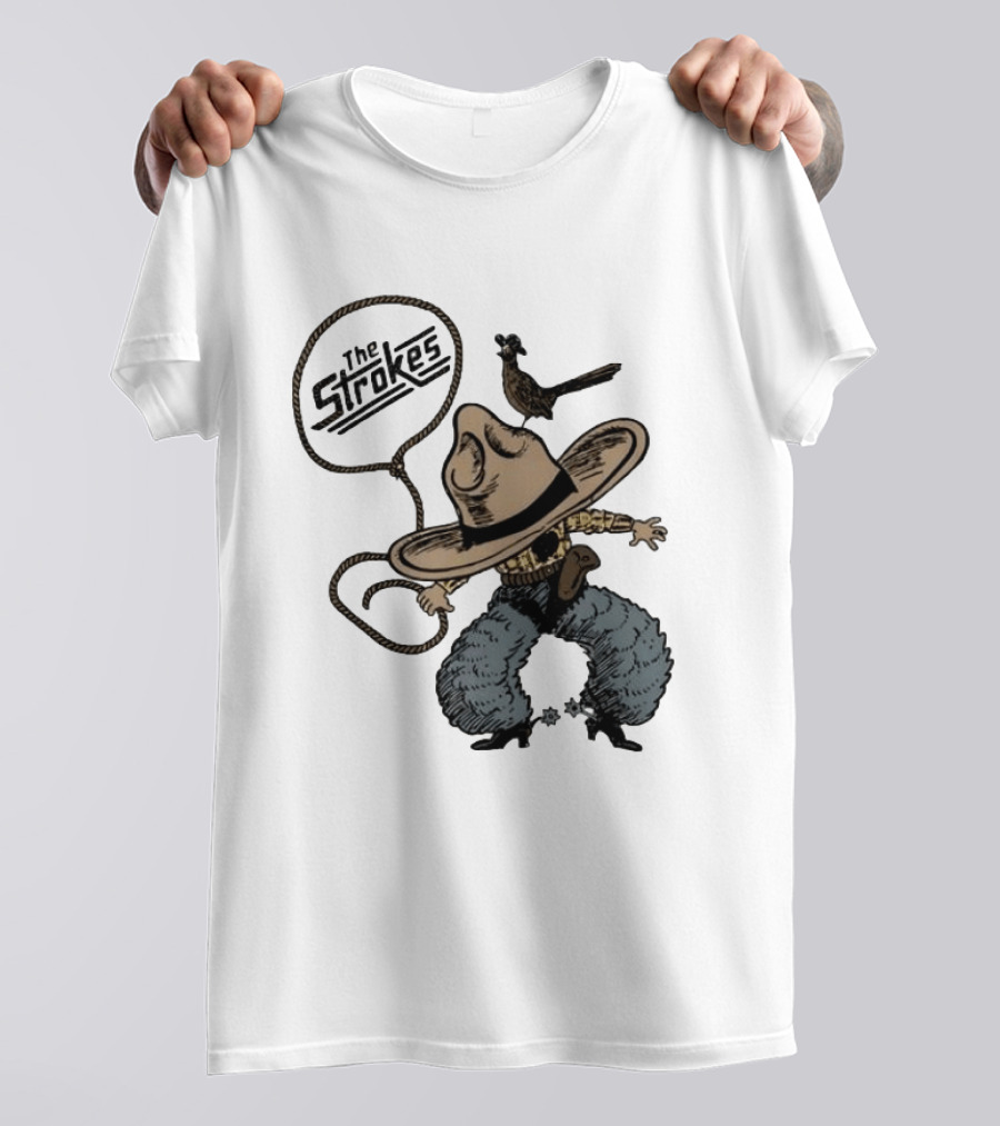The Strokes Cowboy Roadrunner Western Lasso Band Music T-Shirt