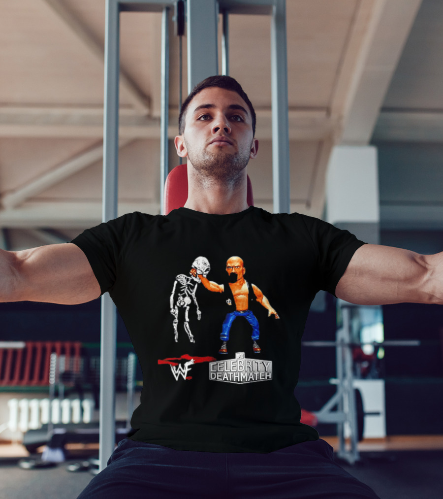 Stone Cold Steve Austin Holding Skeleton WWF MTV Celebrity Deathmatch T-Shirt