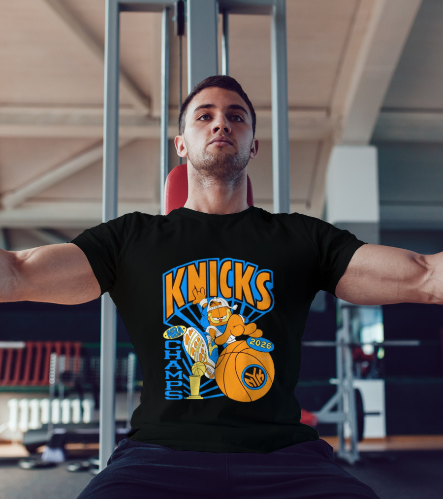 Knicks NBA Champs 2026 Orange Cat Basketball T-Shirt