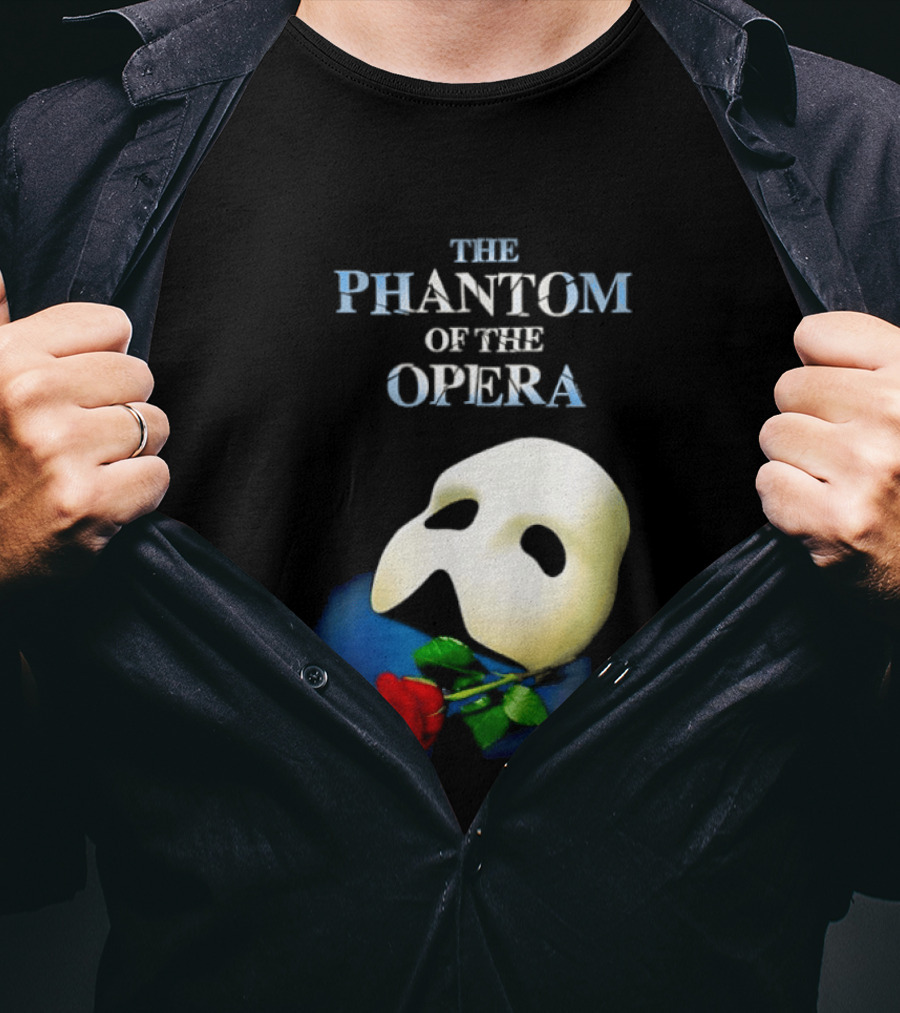 The Phantom Of The Opera Mask With Red Rose T-Shirt