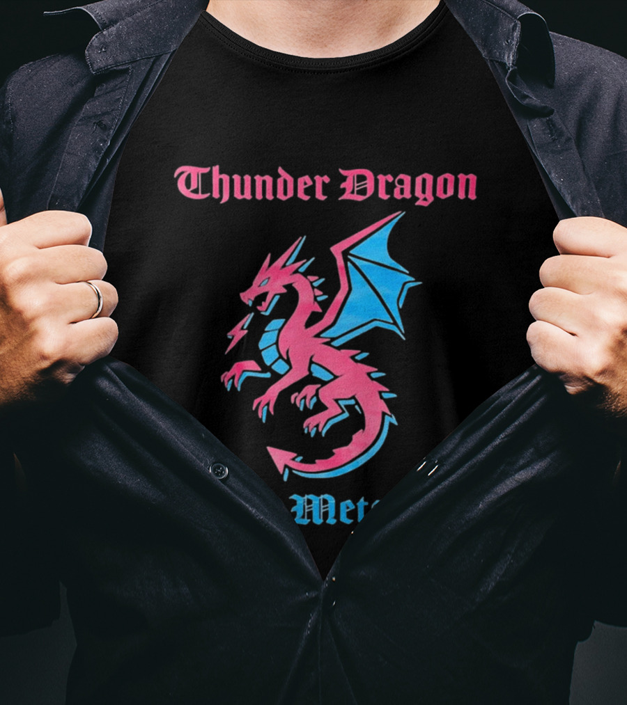 Thunder Dragon Tokyo Metal City Fantasy Dragon Winged Creature T-Shirt