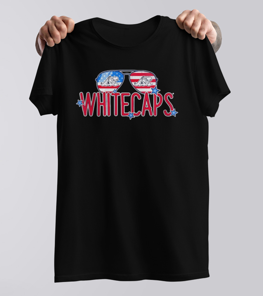 West Michigan Whitecaps American Flag Sunglasses Stars T-Shirt