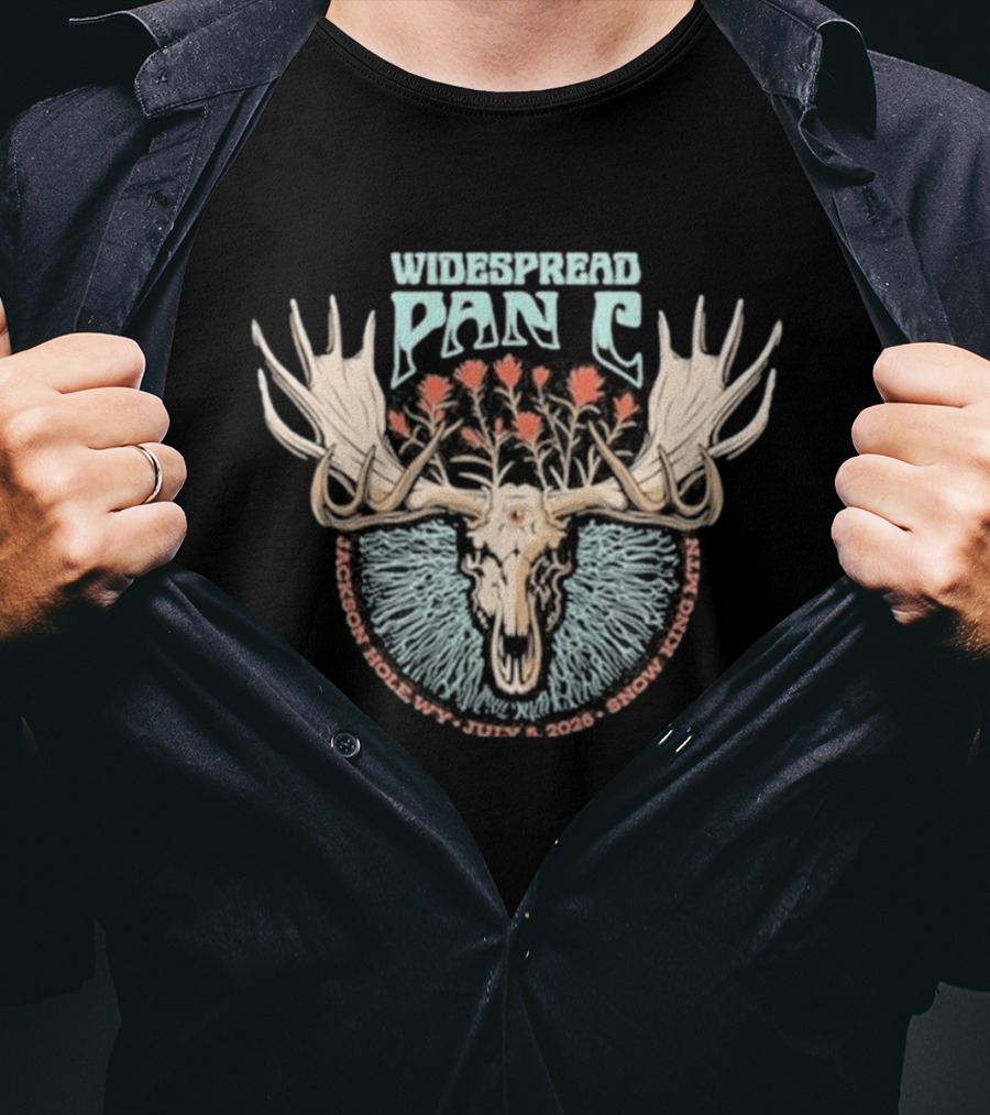 Widespread Panic Jackson Hole WY Tour July 5 2026 Snow King MTN Moose Antlers T-Shirt