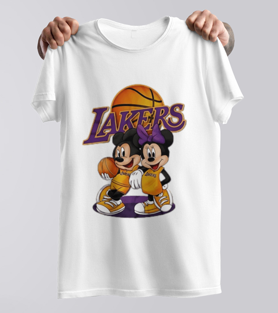 Mickey Mouse Los Angeles Lakers Basketball Crossover With Minnie Mouse T-Shirt