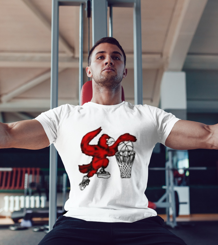Red Cardinal Bird Dunking Basketball T-Shirt