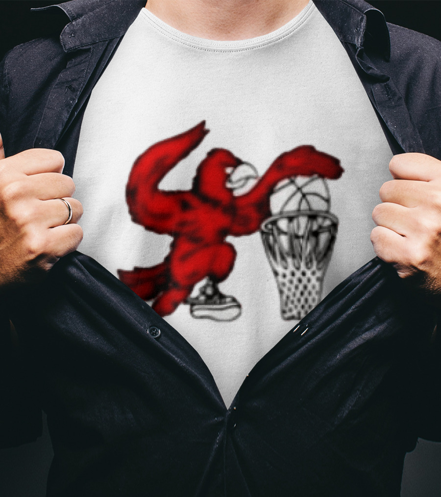 Red Cardinal Bird Dunking Basketball T-Shirt