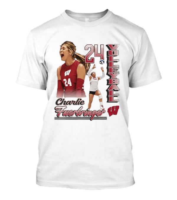 Wisconsin Badgers Charlie Fuerbringer Volleyball Number 24 T-Shirt