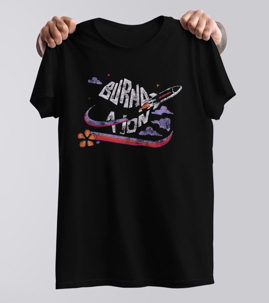 Burn Nation Rocket Blast Off Space Flower T-Shirt