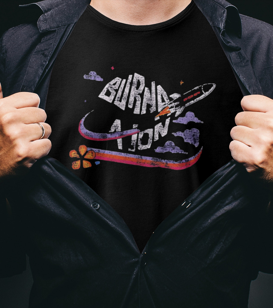 Burn Nation Rocket Blast Off Space Flower T-Shirt