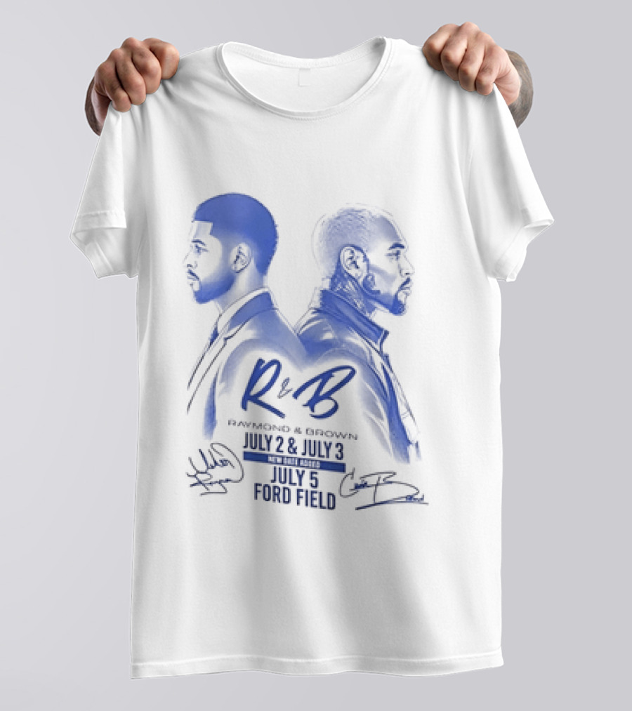 R&B Tour Chris Brown Usher Raymond Detroit Lions Ford Field T-Shirt
