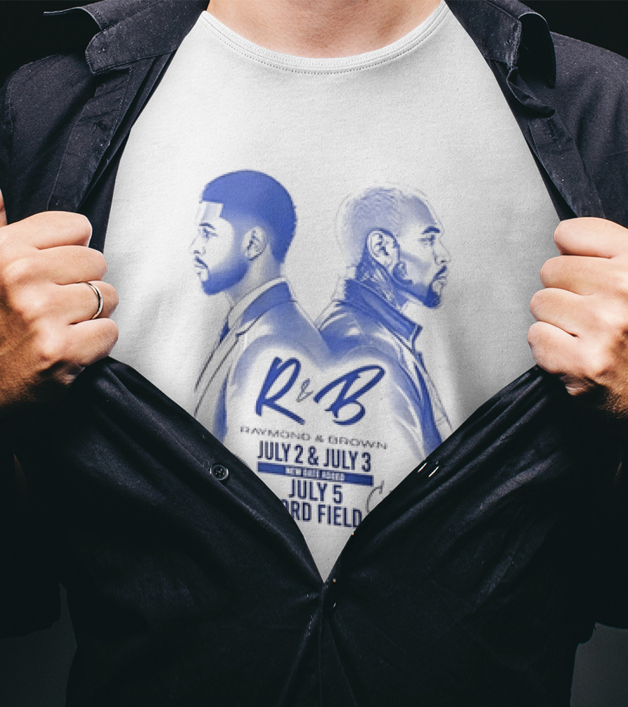 R&B Tour Chris Brown Usher Raymond Detroit Lions Ford Field T-Shirt