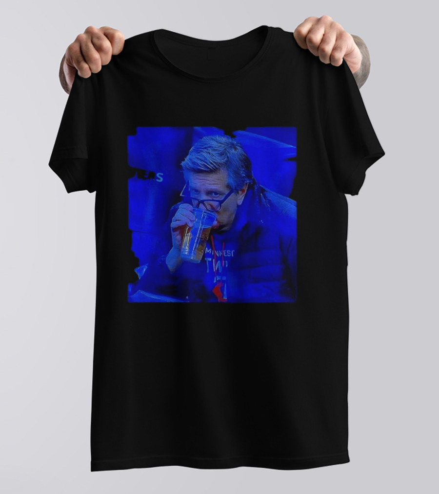 Minnesota Timberwolves Chris Finch NBA Basketball Drinking Beer Image T-Shirt