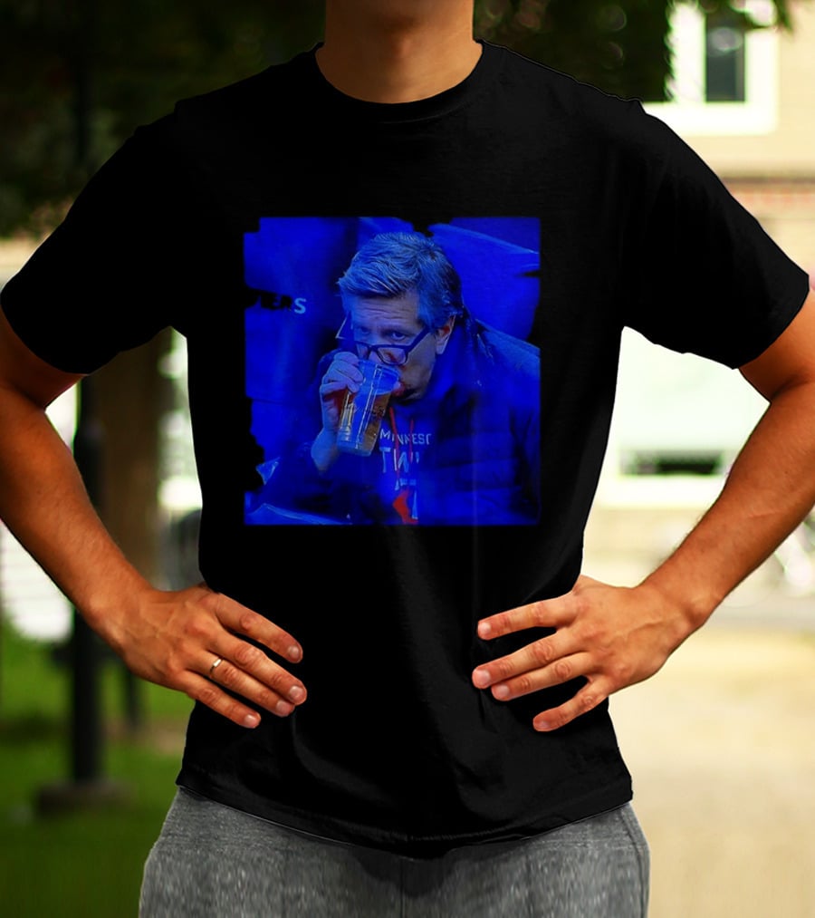 Minnesota Timberwolves Chris Finch NBA Basketball Drinking Beer Image T-Shirt