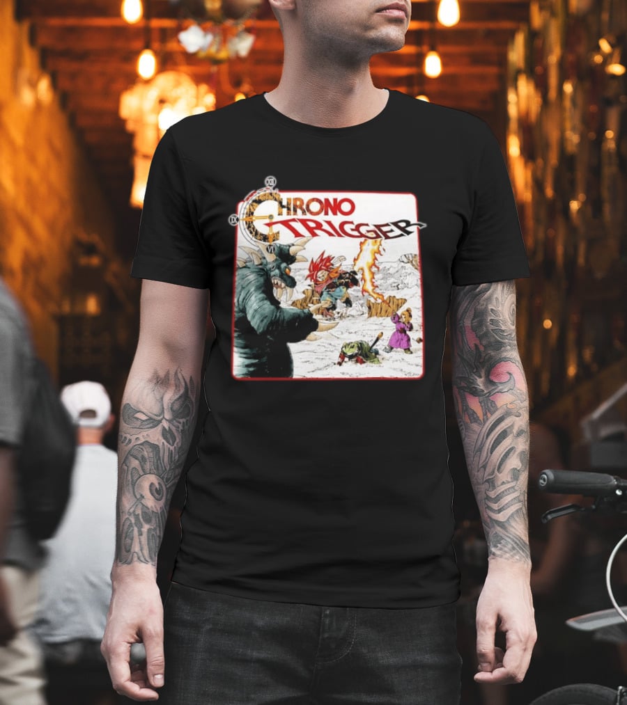 Chrono Trigger Iconic Gaming Adventure Characters And Battle Scene T-Shirt