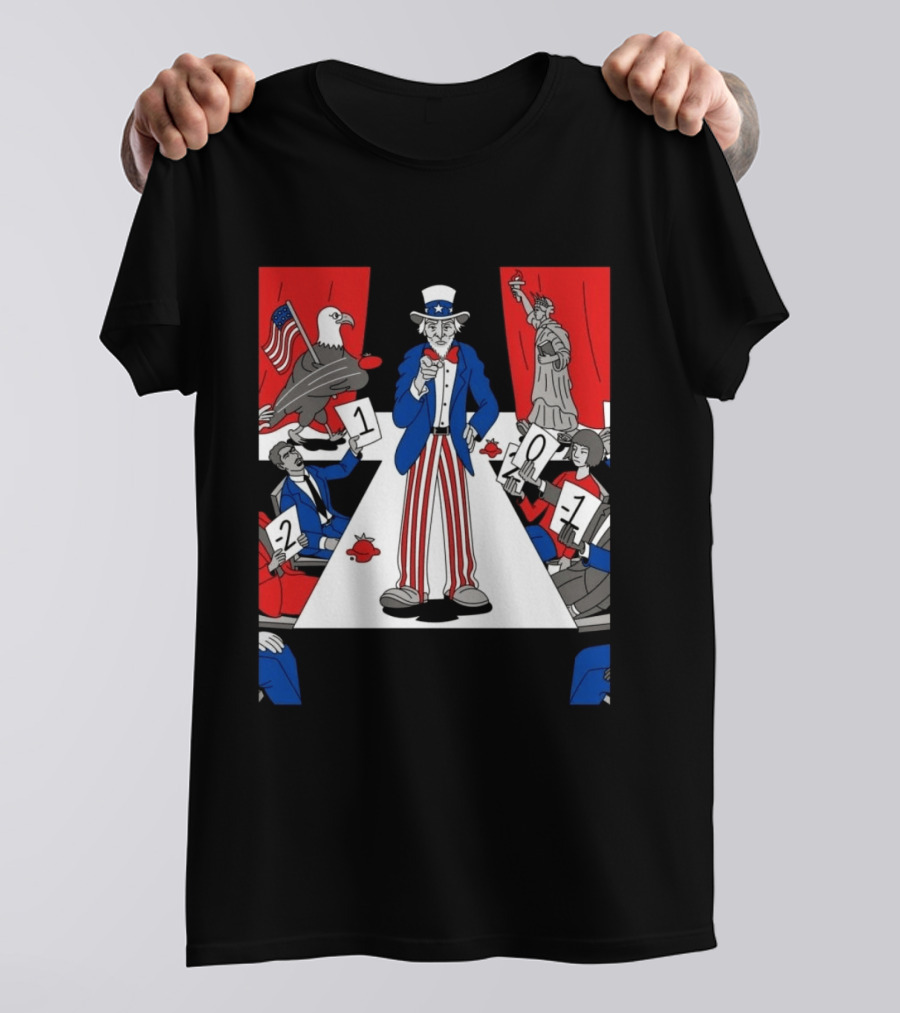 Uncle Sam Patriotic Symbol With Statue Of Liberty And American Eagle Political Commentary T-Shirt