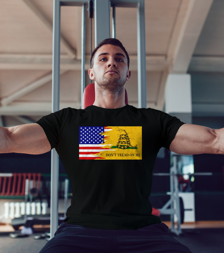 Don't Tread On Me American Flag Gadsden Snake T-Shirt