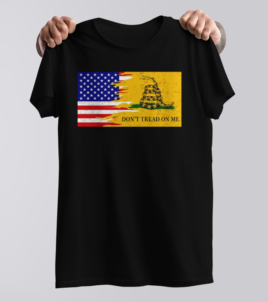 Don't Tread On Me American Flag Gadsden Snake T-Shirt