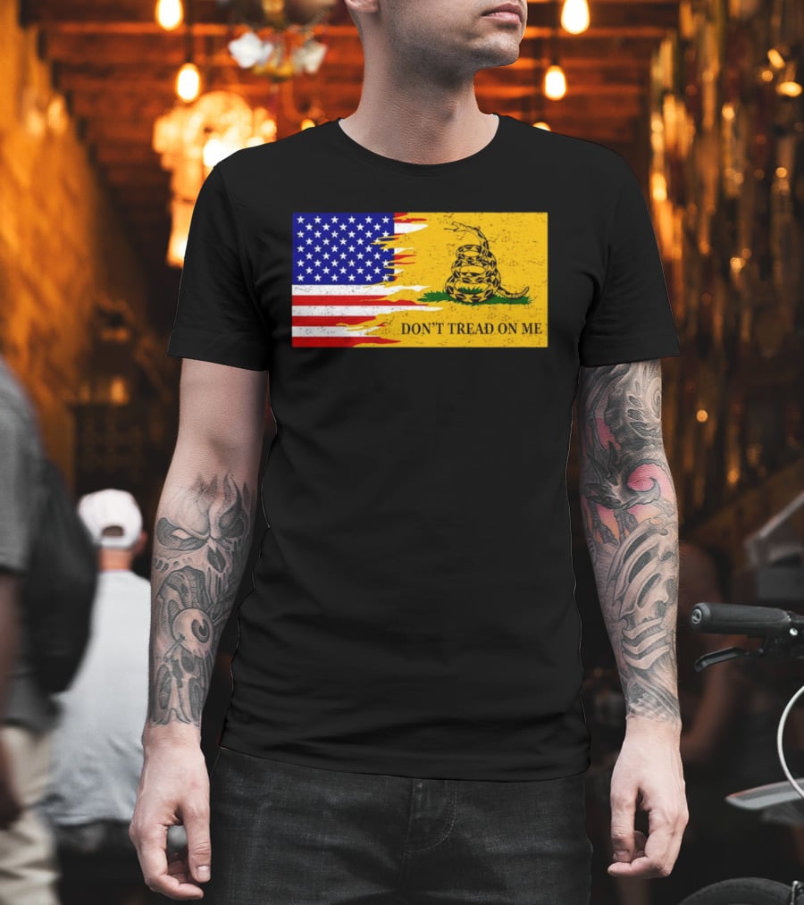 Don't Tread On Me American Flag Gadsden Snake T-Shirt