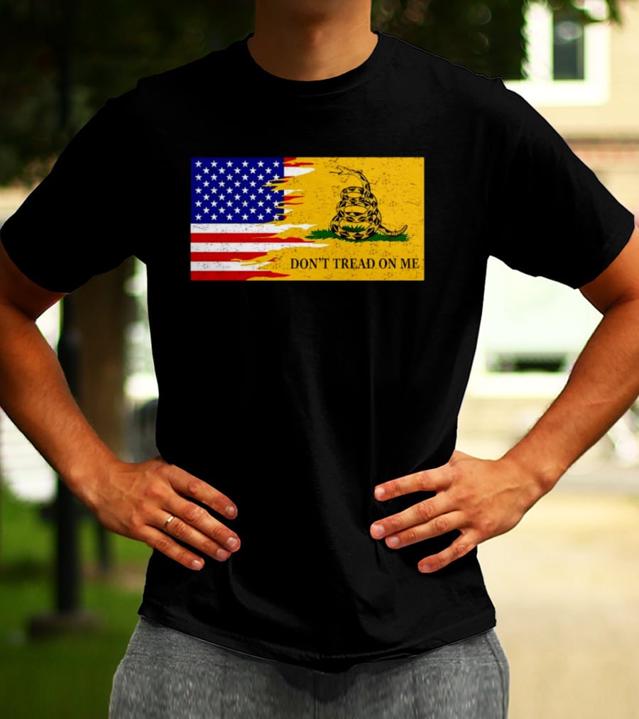 Don't Tread On Me American Flag Gadsden Snake T-Shirt