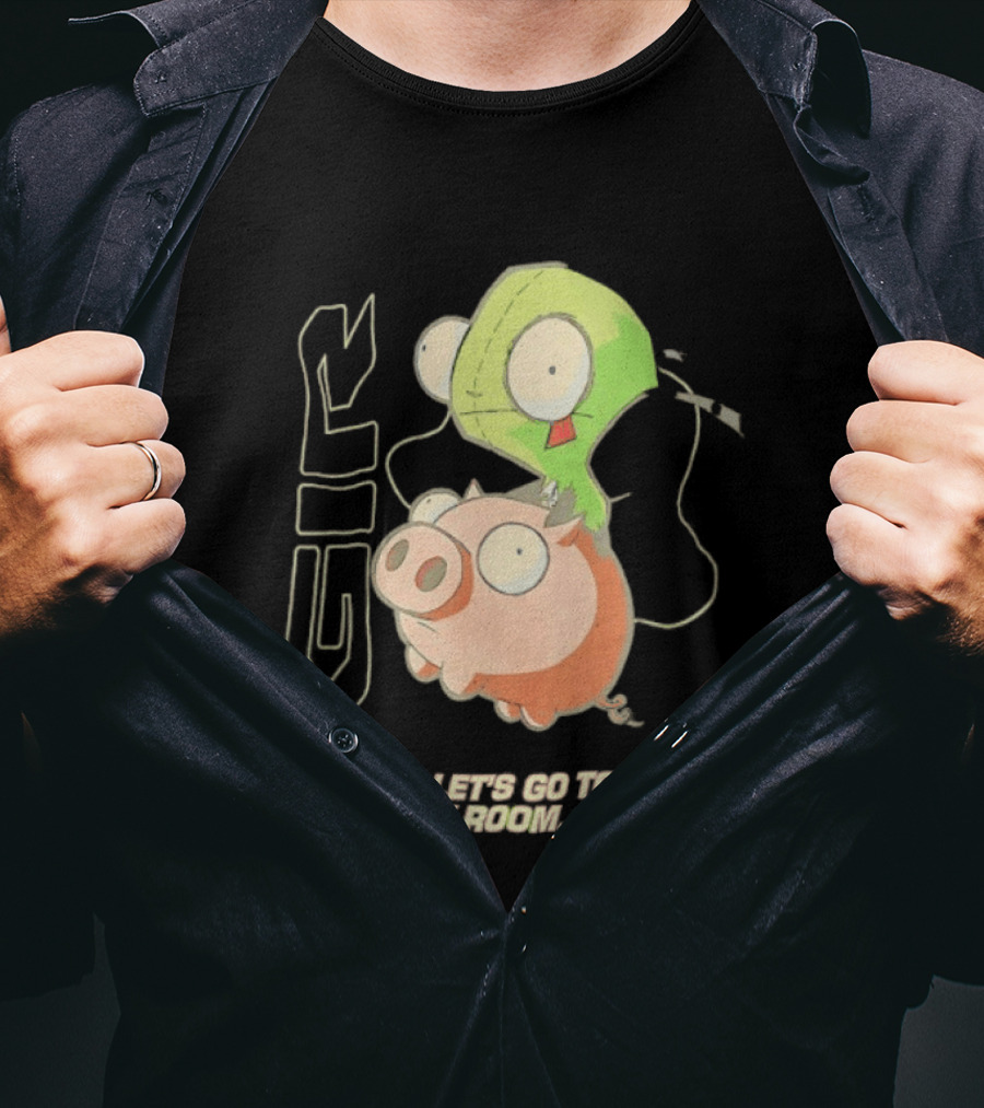 GIR Invader Zim Let's Go To My Room Pig Ride Adventure T-Shirt
