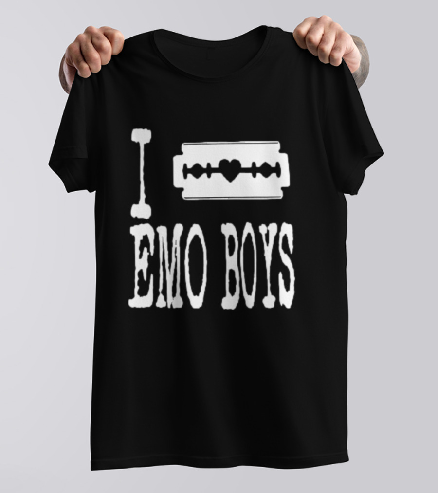 I Emo Boys Heart Razor Blade T-Shirt