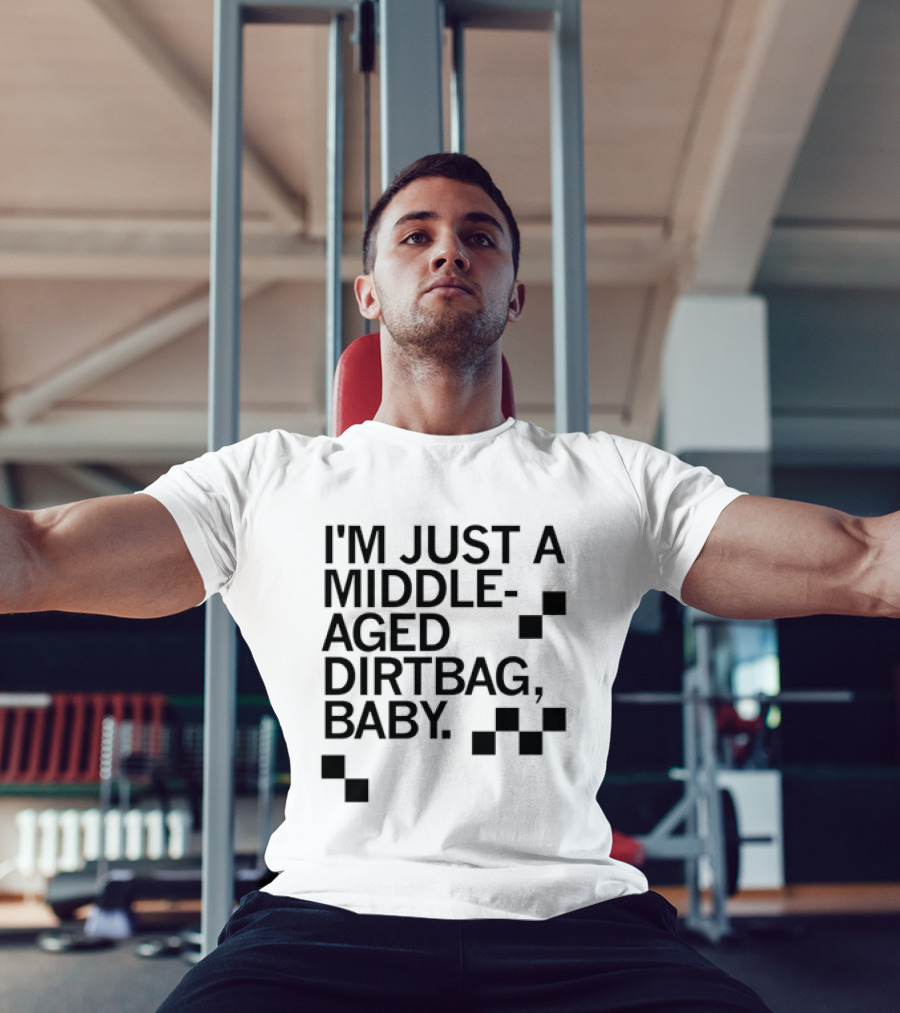I'm Just A Middle Aged Dirtbag Baby Retro Checkerboard Blocks T-Shirt