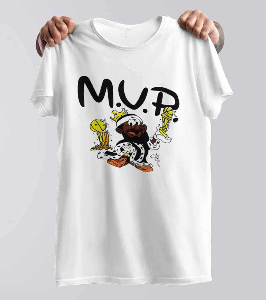 Lebron James MVP Cartoon With Trophy And Crown Lakers Basketball Bubble Boy T-Shirt