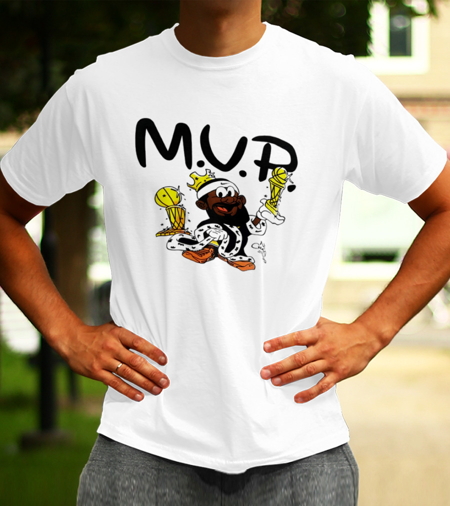 Lebron James MVP Cartoon With Trophy And Crown Lakers Basketball Bubble Boy T-Shirt