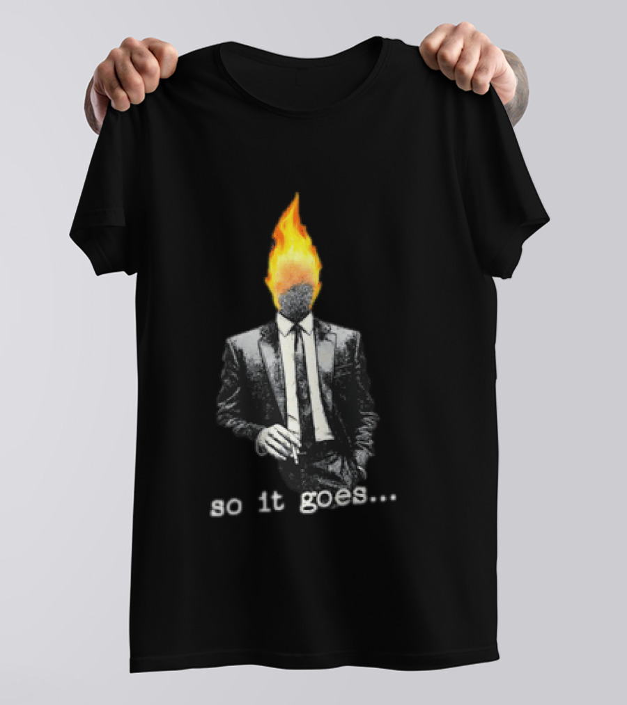 Ignition Man In Tuxedo So It Goes Burning Head Smoking T-Shirt