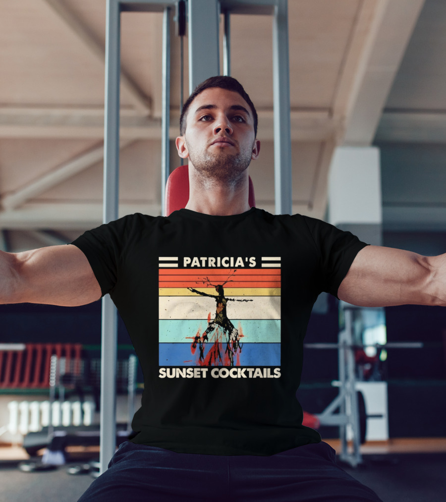 Patricia's Sunset Cocktails Vintage Beach Stripes T-Shirt
