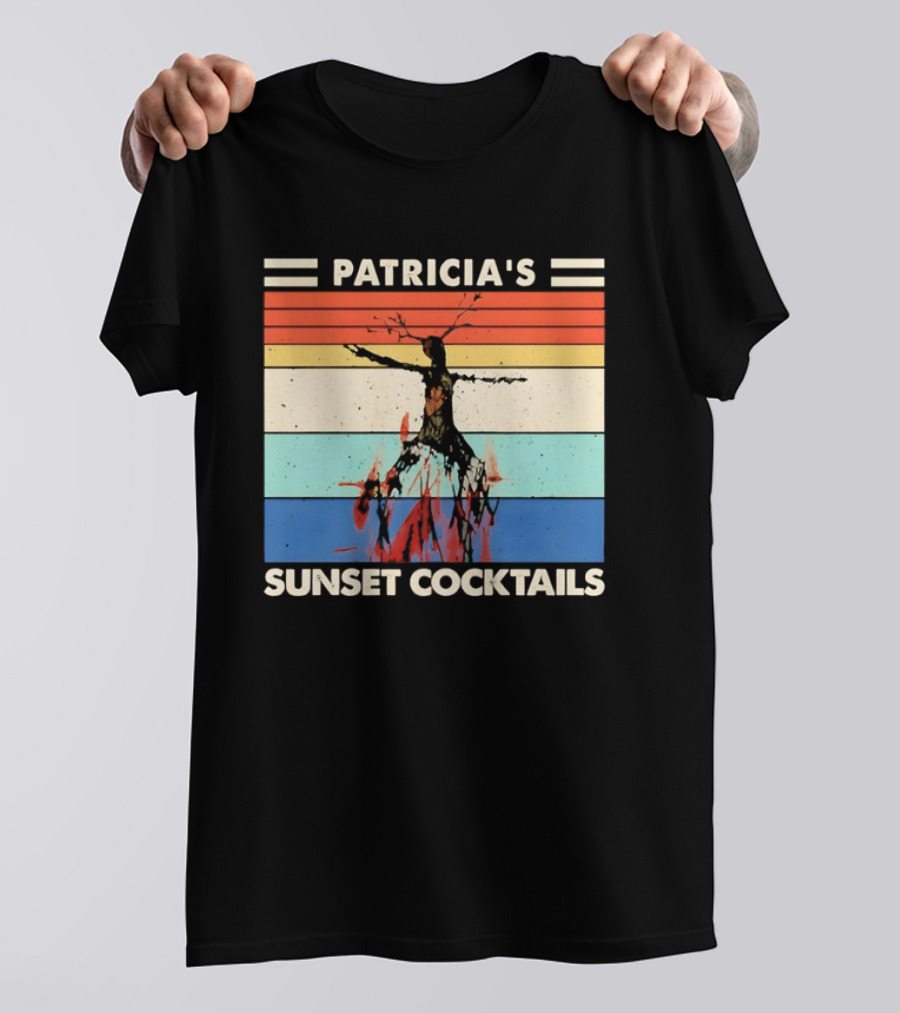 Patricia's Sunset Cocktails Vintage Beach Stripes T-Shirt