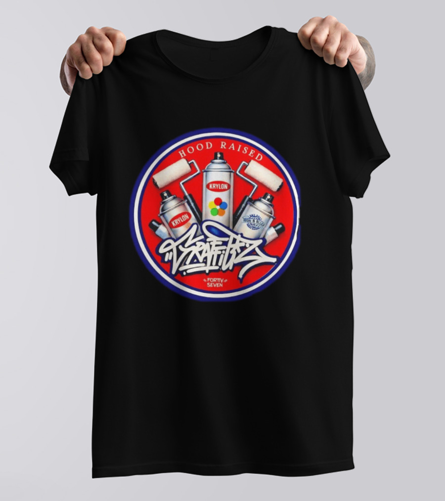 Hood Raised Krylon Graffiti Forty Seven High Bller Est 2017 T-Shirt